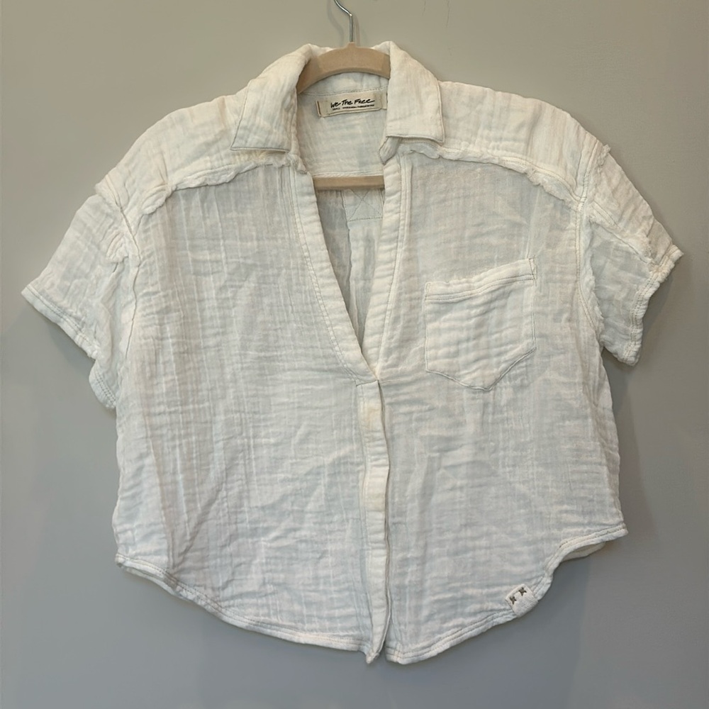 Free People, small cream, short sleeve linen tunic